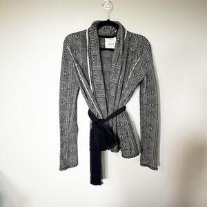 Anthropologie sparrow belted wool blend geometric black and white size medium